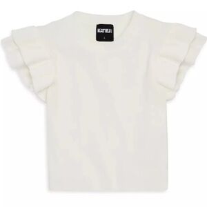 Katie J NYC Cream Ruffle Sleeve Tee